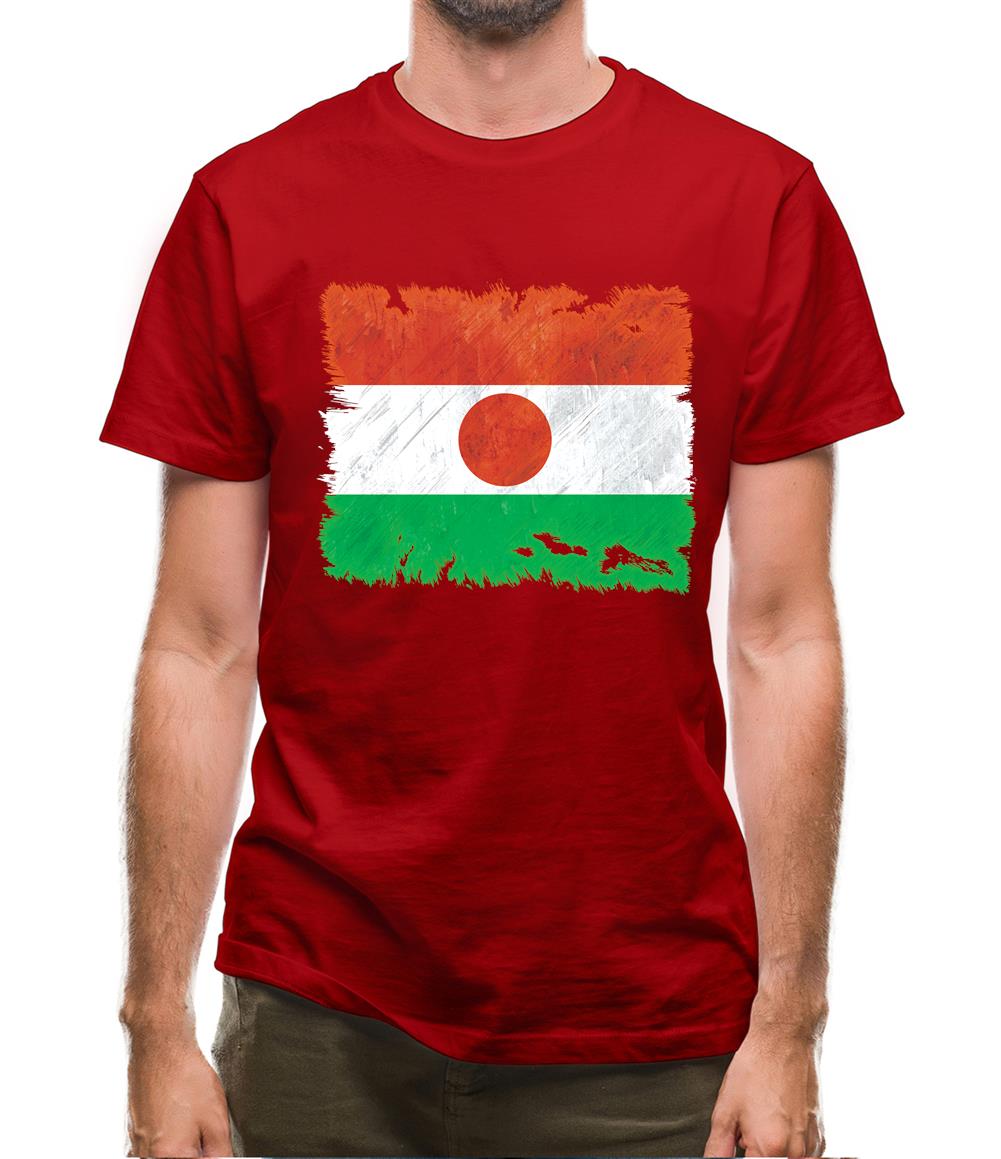 Niger Grunge Style Flag Mens T-Shirt