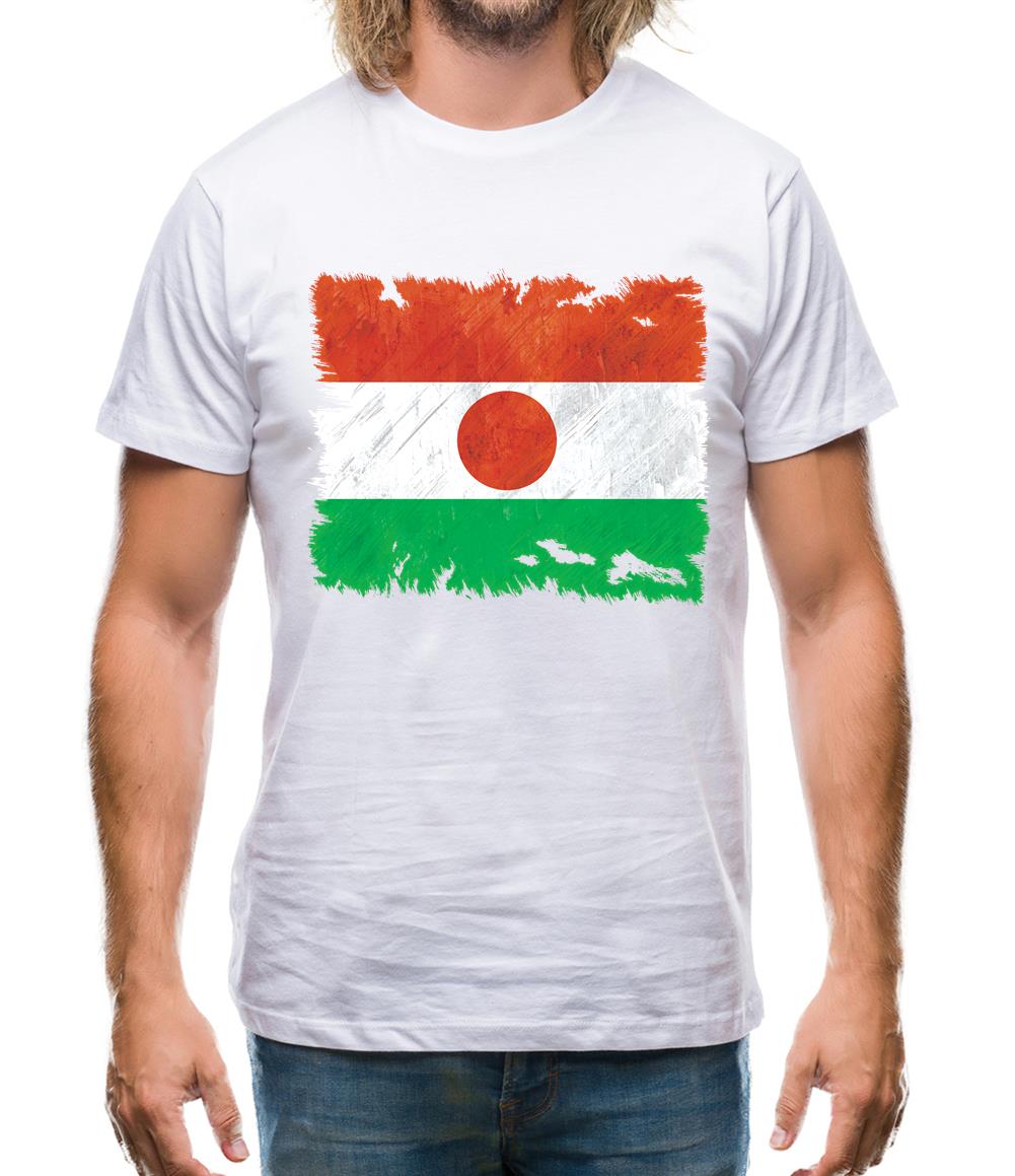 Niger Grunge Style Flag Mens T-Shirt