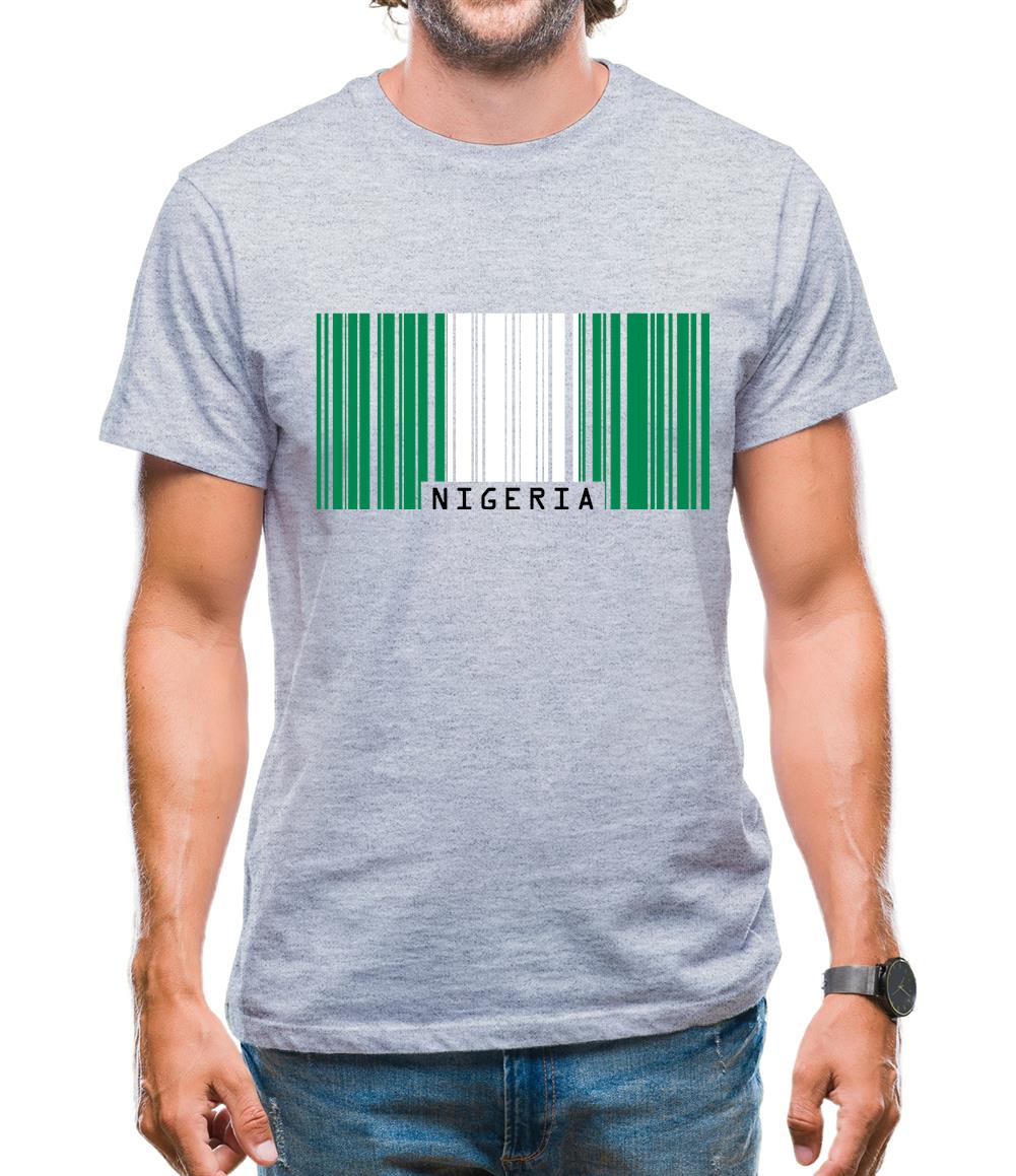 Nigeria Barcode Style Flag Mens T-Shirt