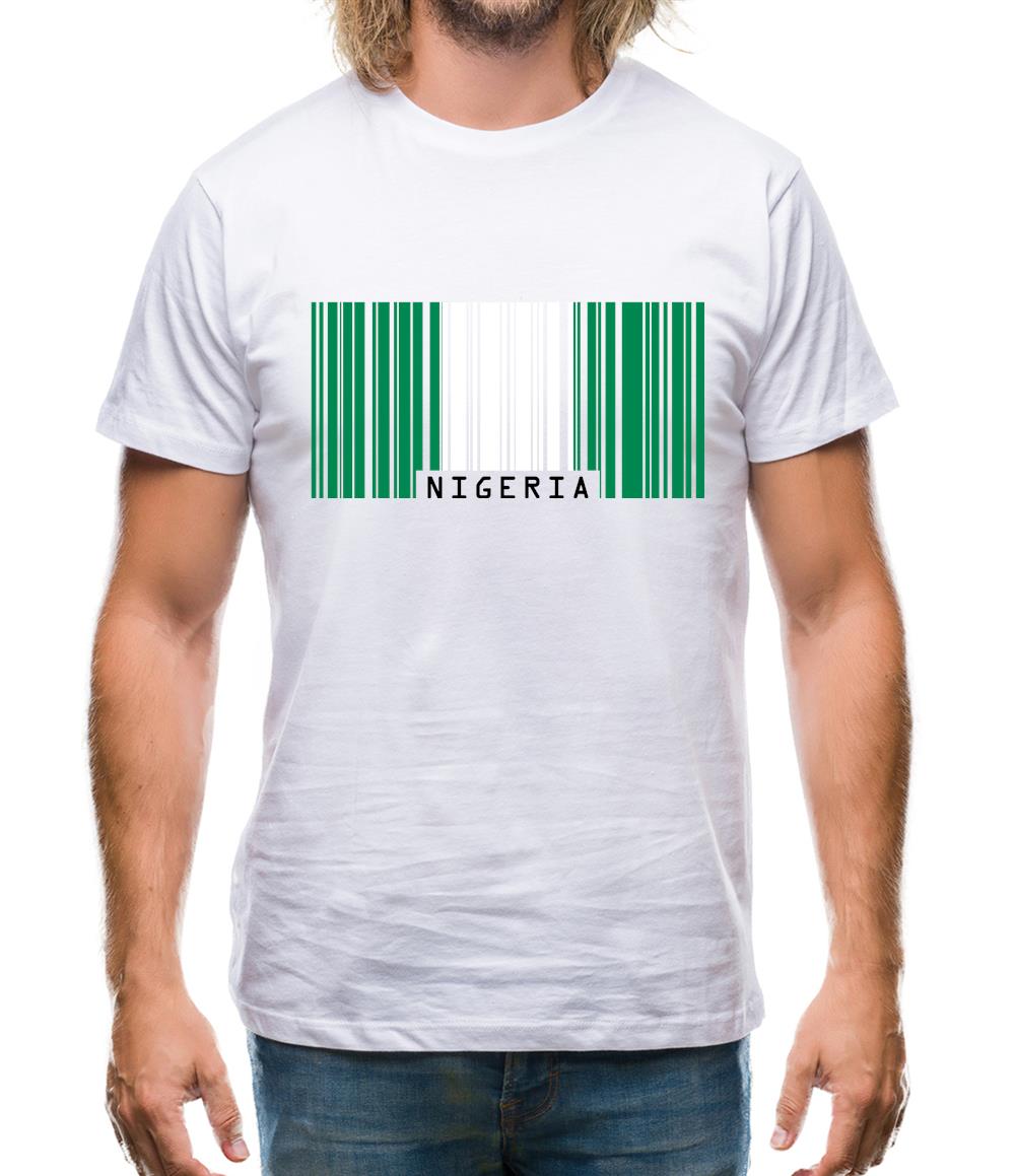 Nigeria Barcode Style Flag Mens T-Shirt