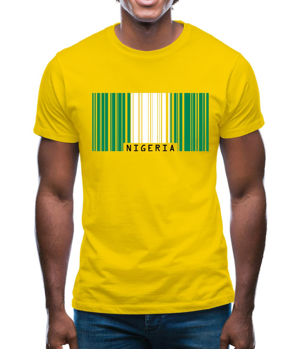 Nigeria Barcode Style Flag Mens T-Shirt
