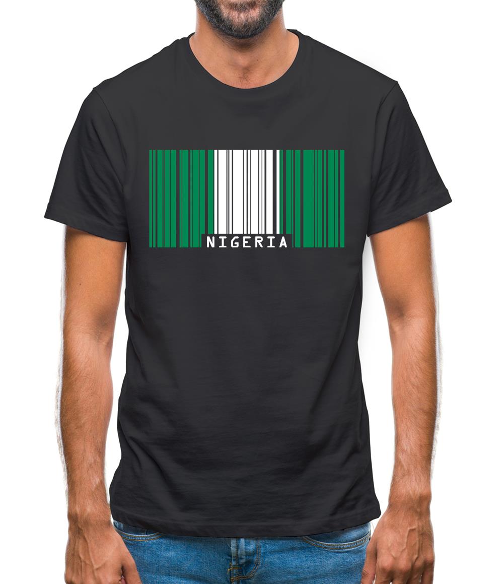 Nigeria Barcode Style Flag Mens T-Shirt