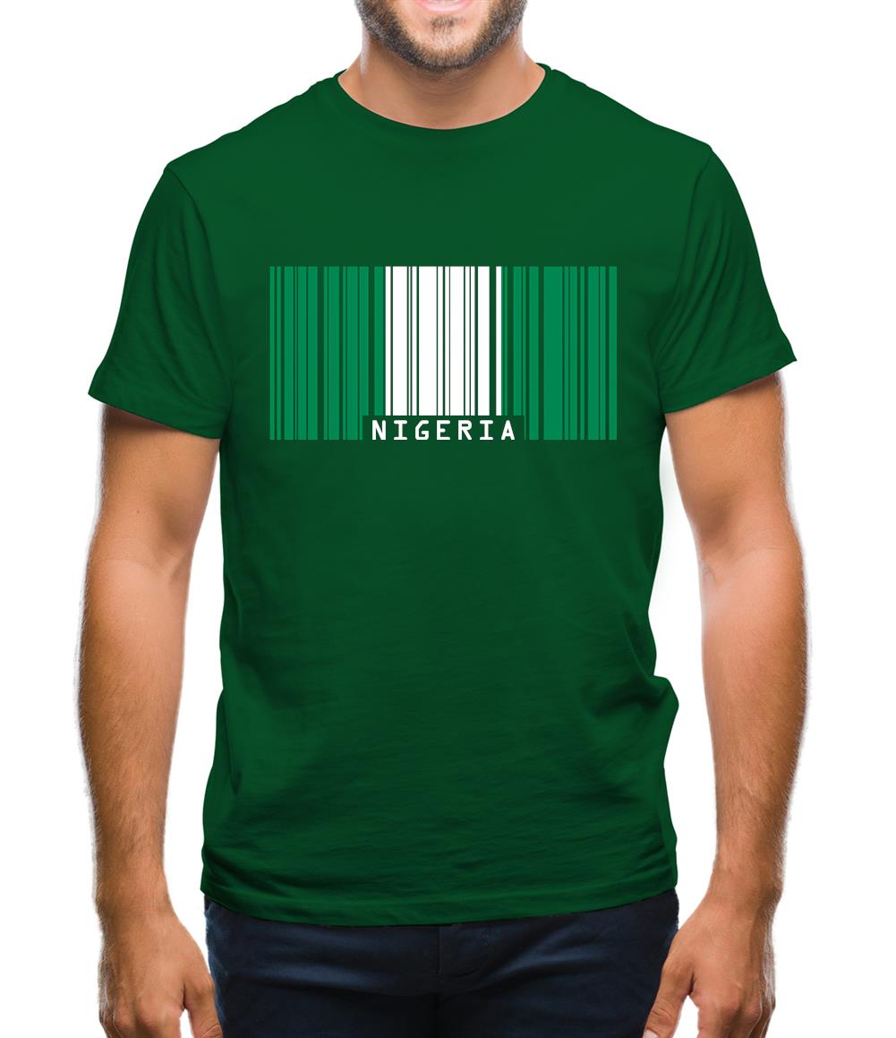Nigeria Barcode Style Flag Mens T-Shirt