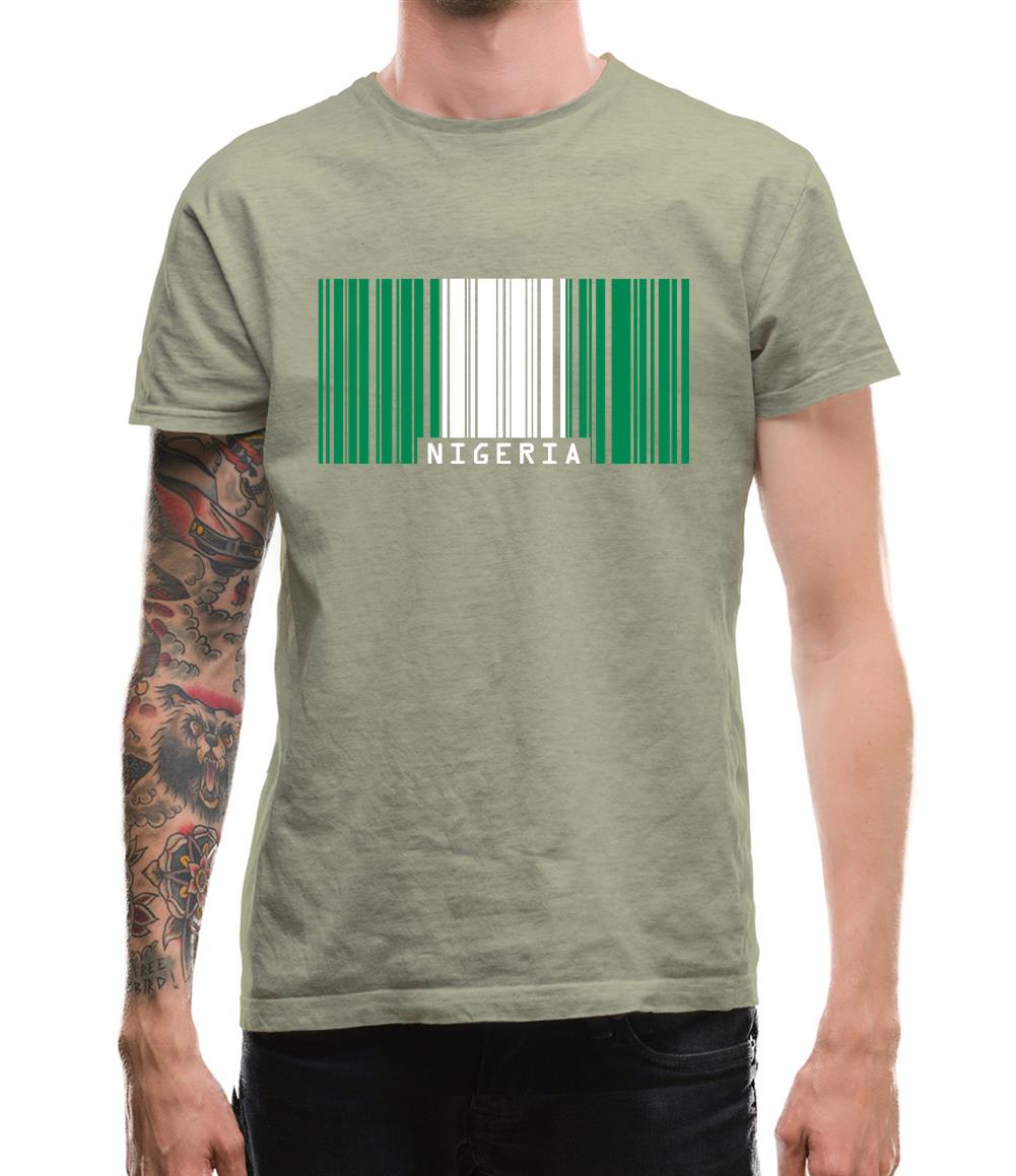 Nigeria Barcode Style Flag Mens T-Shirt