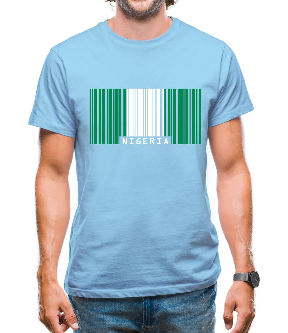 Nigeria Barcode Style Flag Mens T-Shirt
