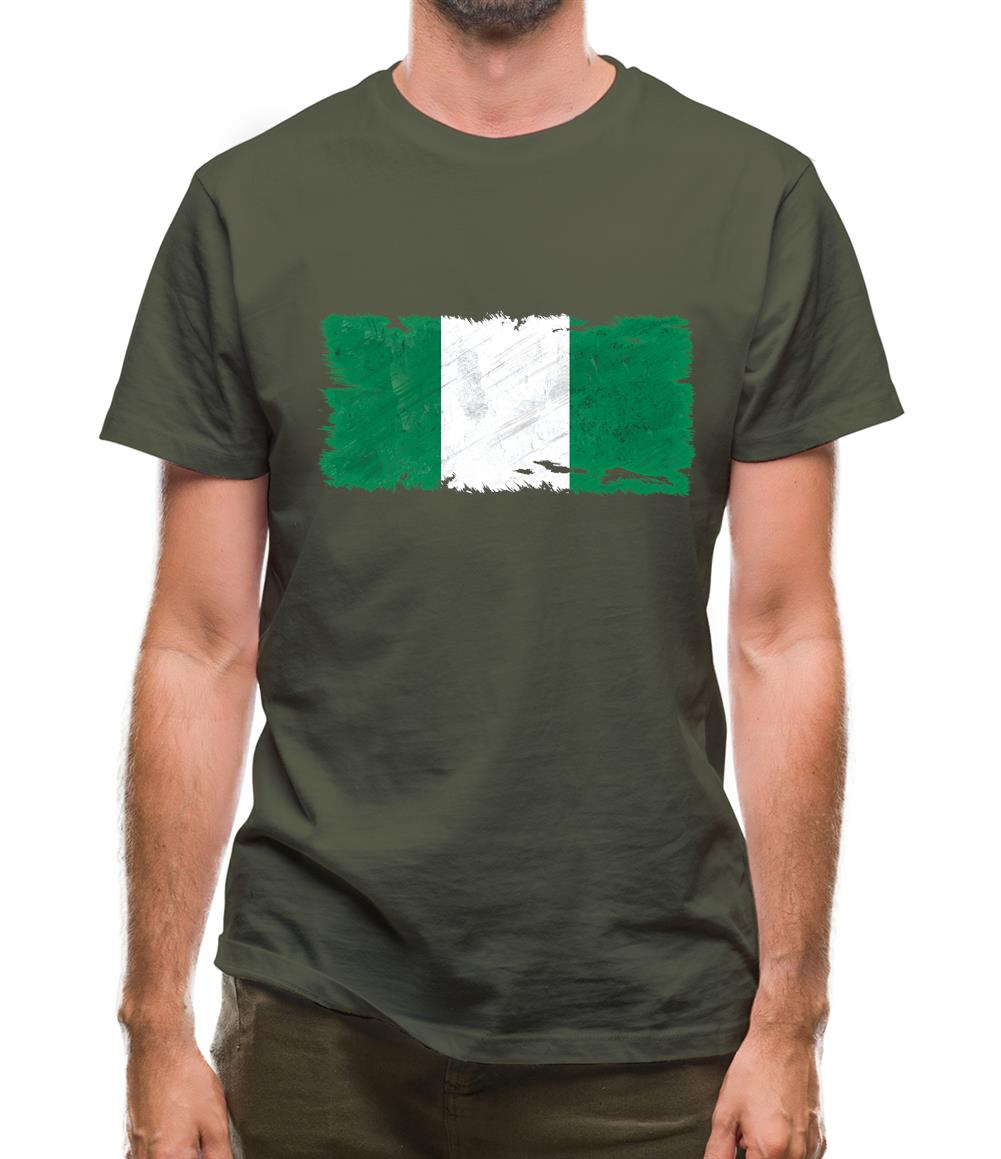 Nigeria Grunge Style Flag Mens T-Shirt