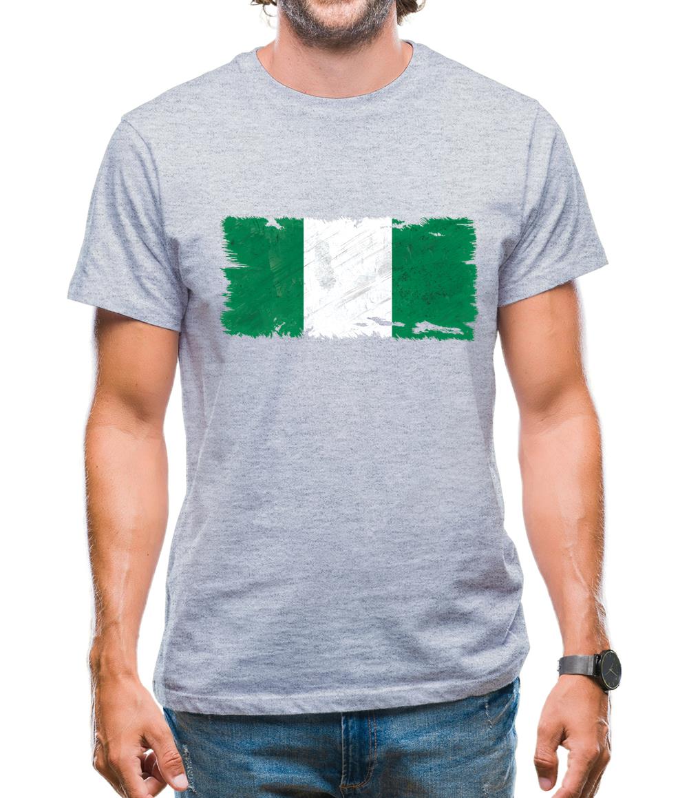 Nigeria Grunge Style Flag Mens T-Shirt