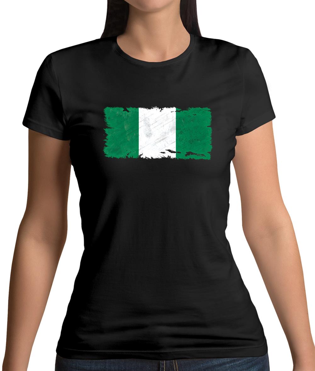 Nigeria Grunge Style Flag Womens T-Shirt
