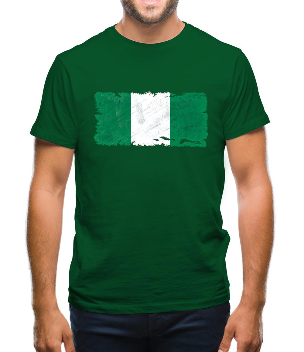Nigeria Grunge Style Flag Mens T-Shirt