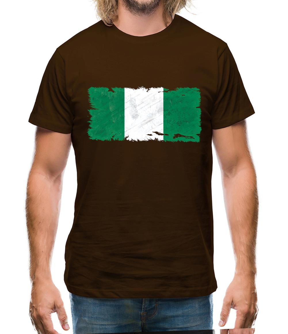Nigeria Grunge Style Flag Mens T-Shirt