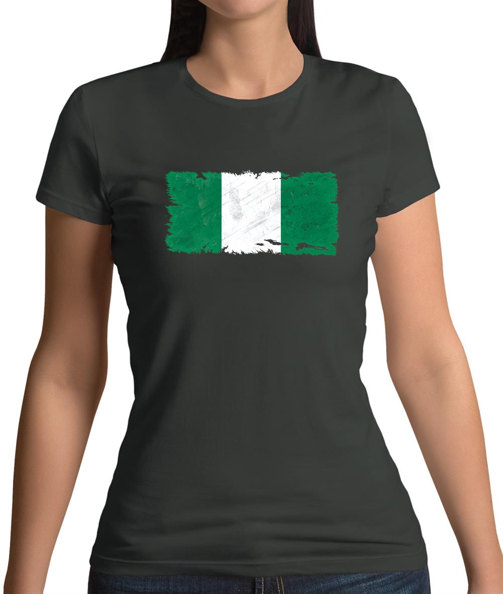 Nigeria Grunge Style Flag Womens T-Shirt