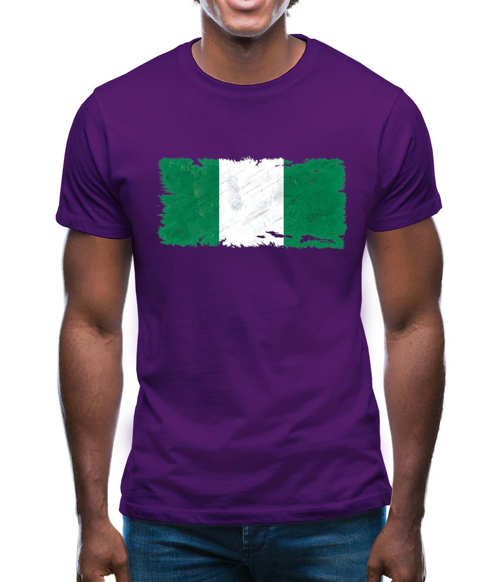 Nigeria Grunge Style Flag Mens T-Shirt