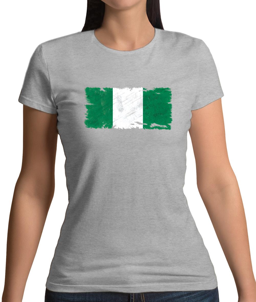 Nigeria Grunge Style Flag Womens T-Shirt
