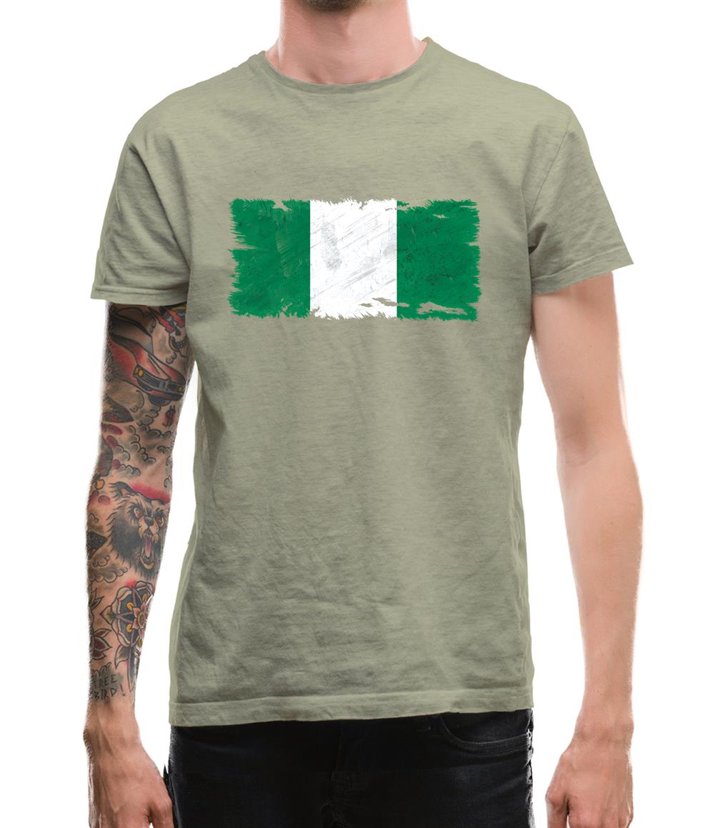 Nigeria Grunge Style Flag Mens T-Shirt