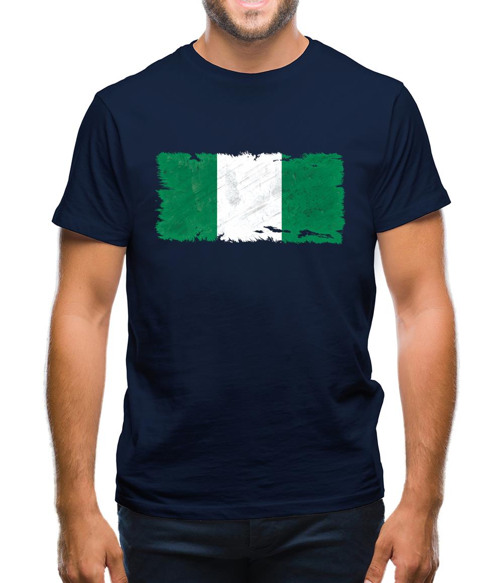 Nigeria Grunge Style Flag Mens T-Shirt