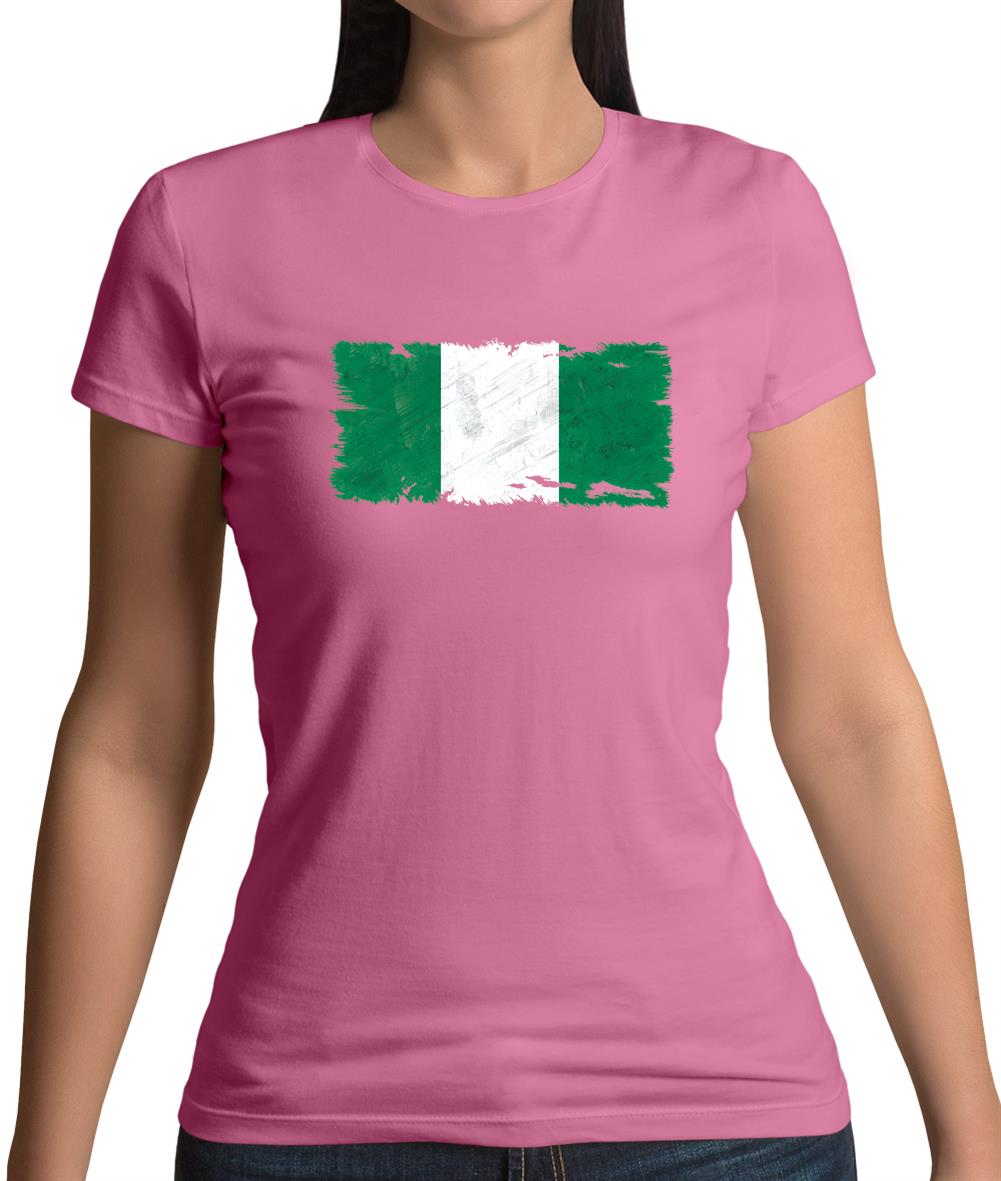 Nigeria Grunge Style Flag Womens T-Shirt