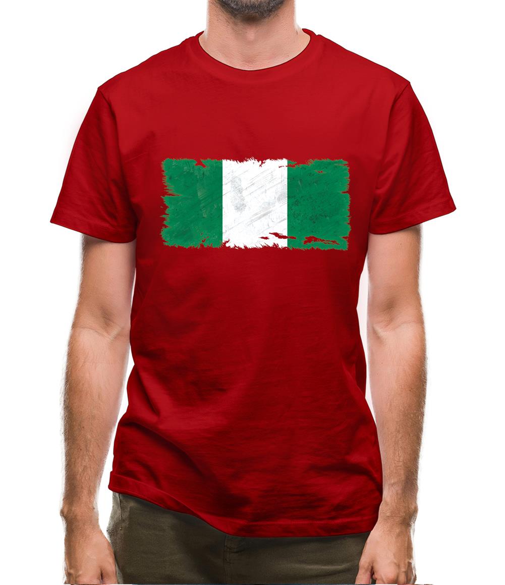 Nigeria Grunge Style Flag Mens T-Shirt