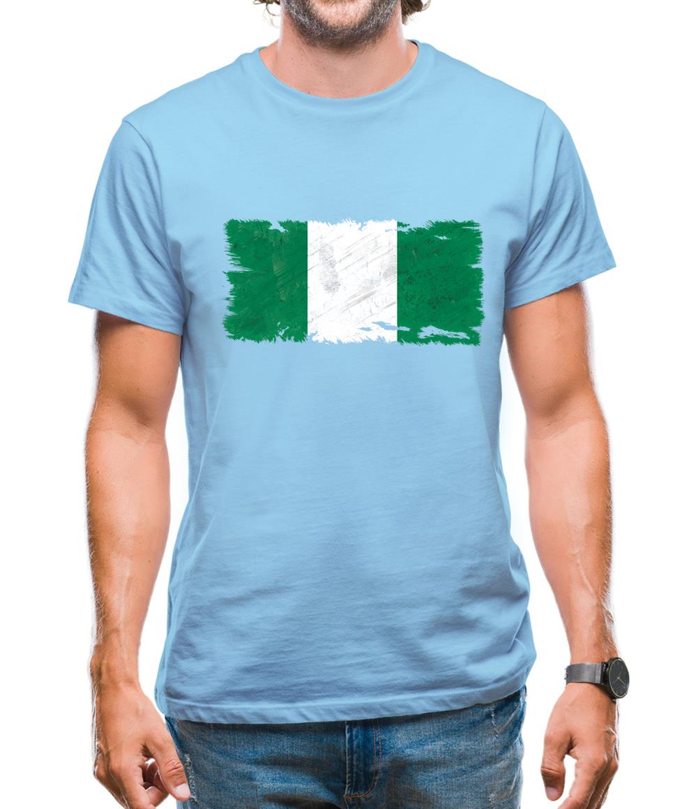 Nigeria Grunge Style Flag Mens T-Shirt