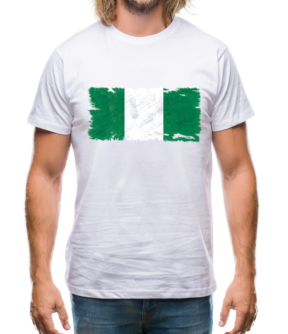 Nigeria Grunge Style Flag Mens T-Shirt