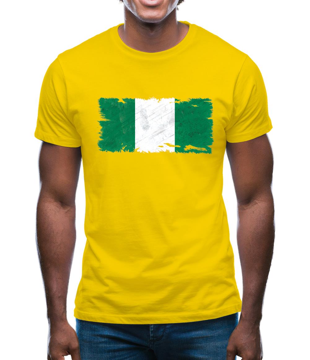 Nigeria Grunge Style Flag Mens T-Shirt