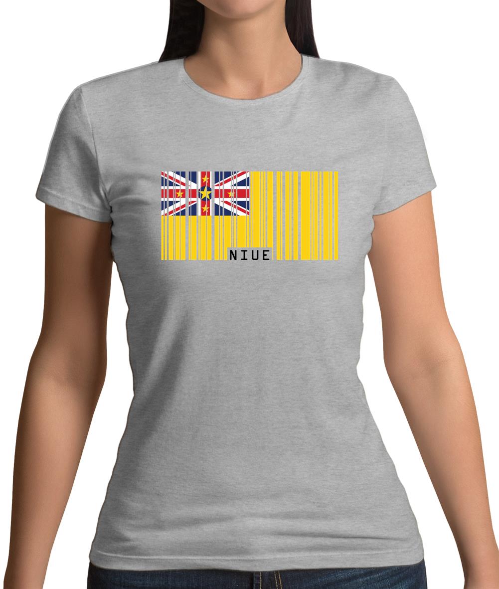 Niue Barcode Style Flag Womens T-Shirt