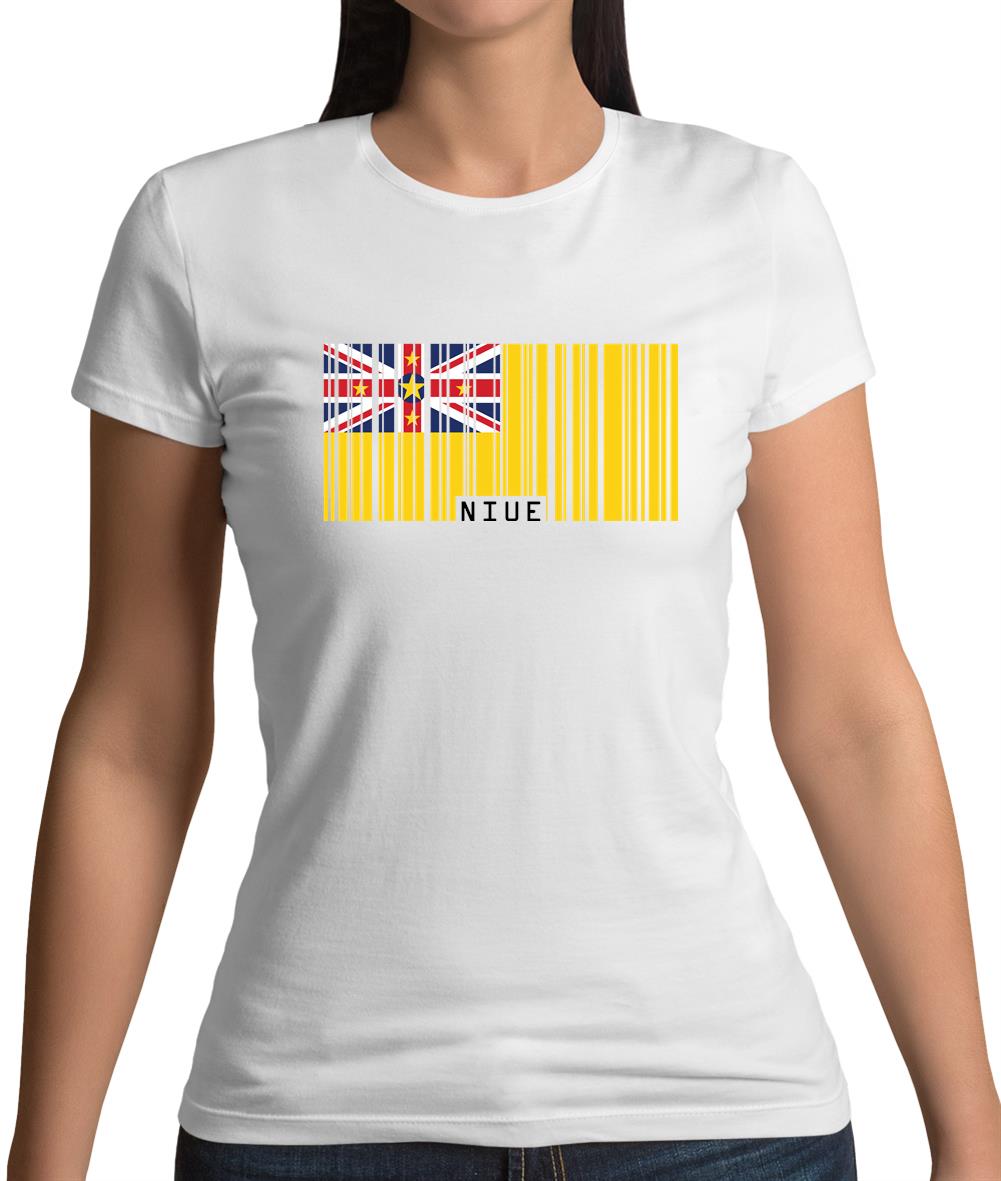 Niue Barcode Style Flag Womens T-Shirt