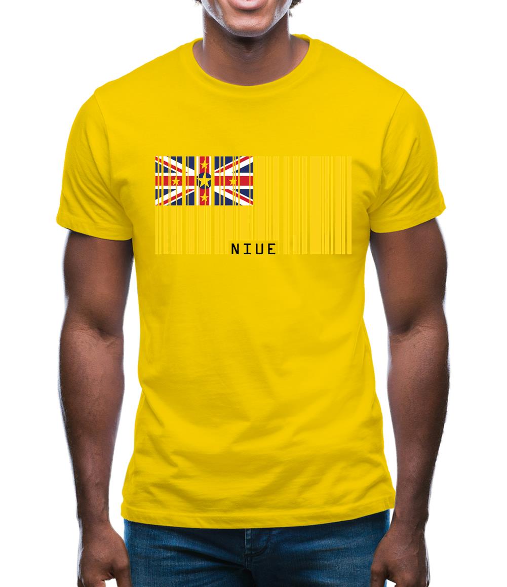 Niue Barcode Style Flag Mens T-Shirt