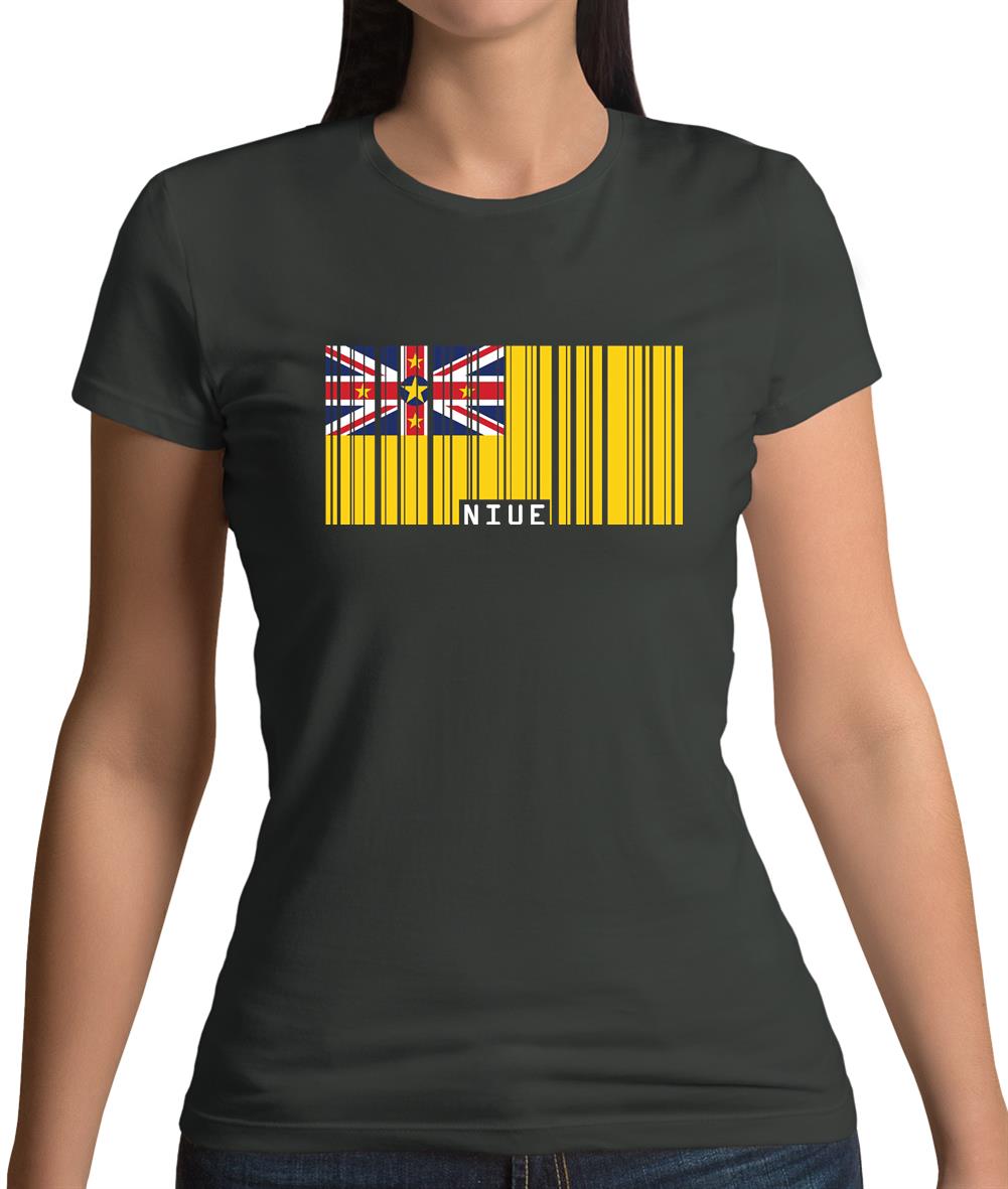 Niue Barcode Style Flag Womens T-Shirt