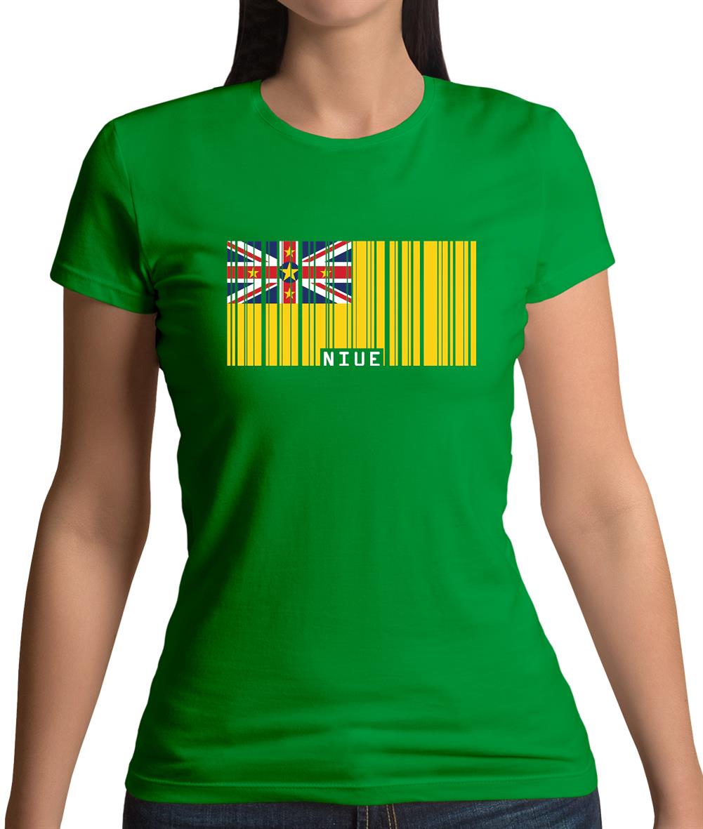 Niue Barcode Style Flag Womens T-Shirt