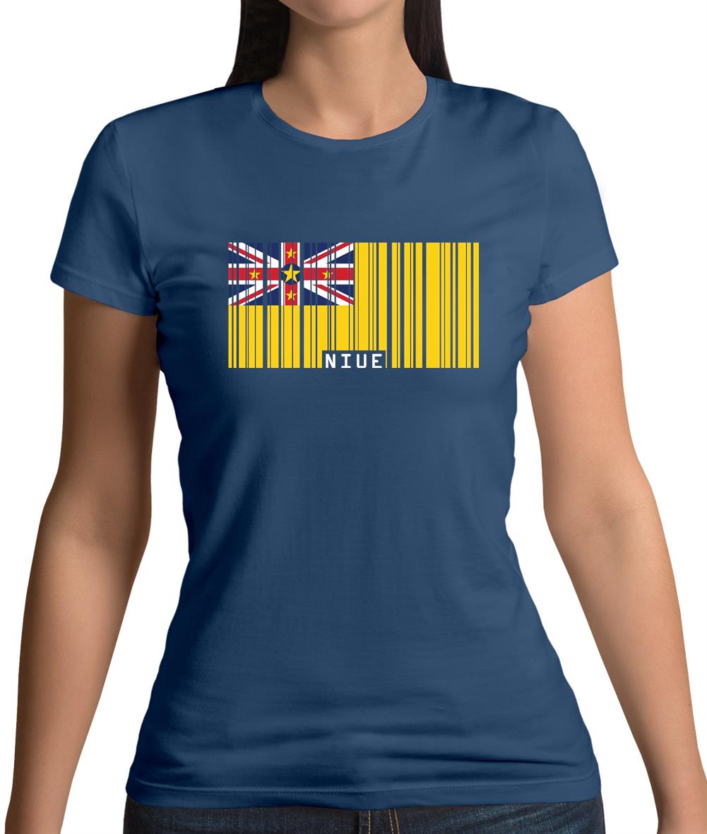 Niue Barcode Style Flag Womens T-Shirt
