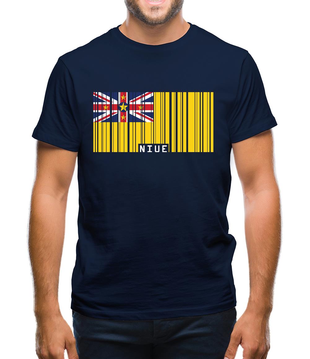 Niue Barcode Style Flag Mens T-Shirt