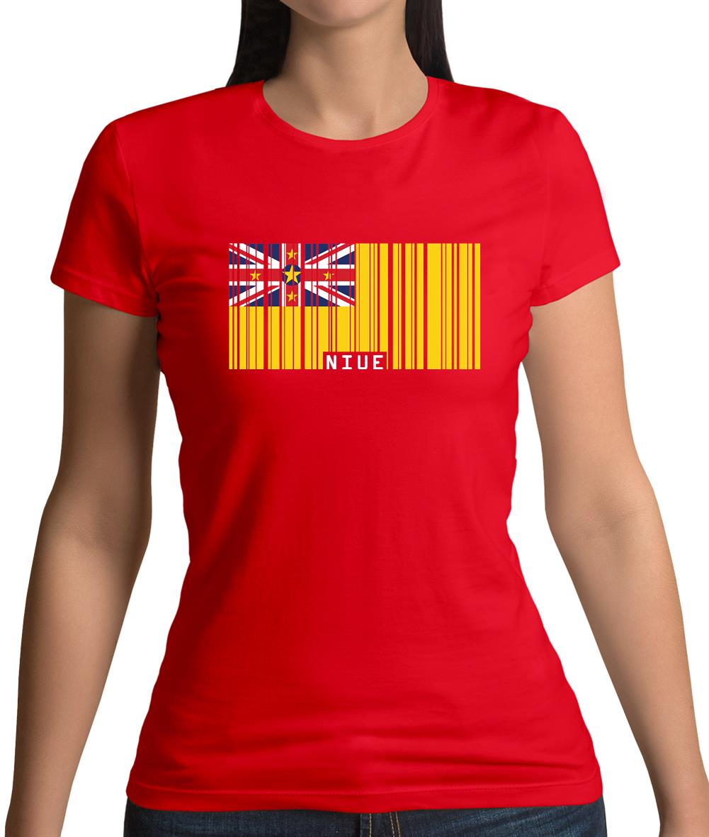 Niue Barcode Style Flag Womens T-Shirt