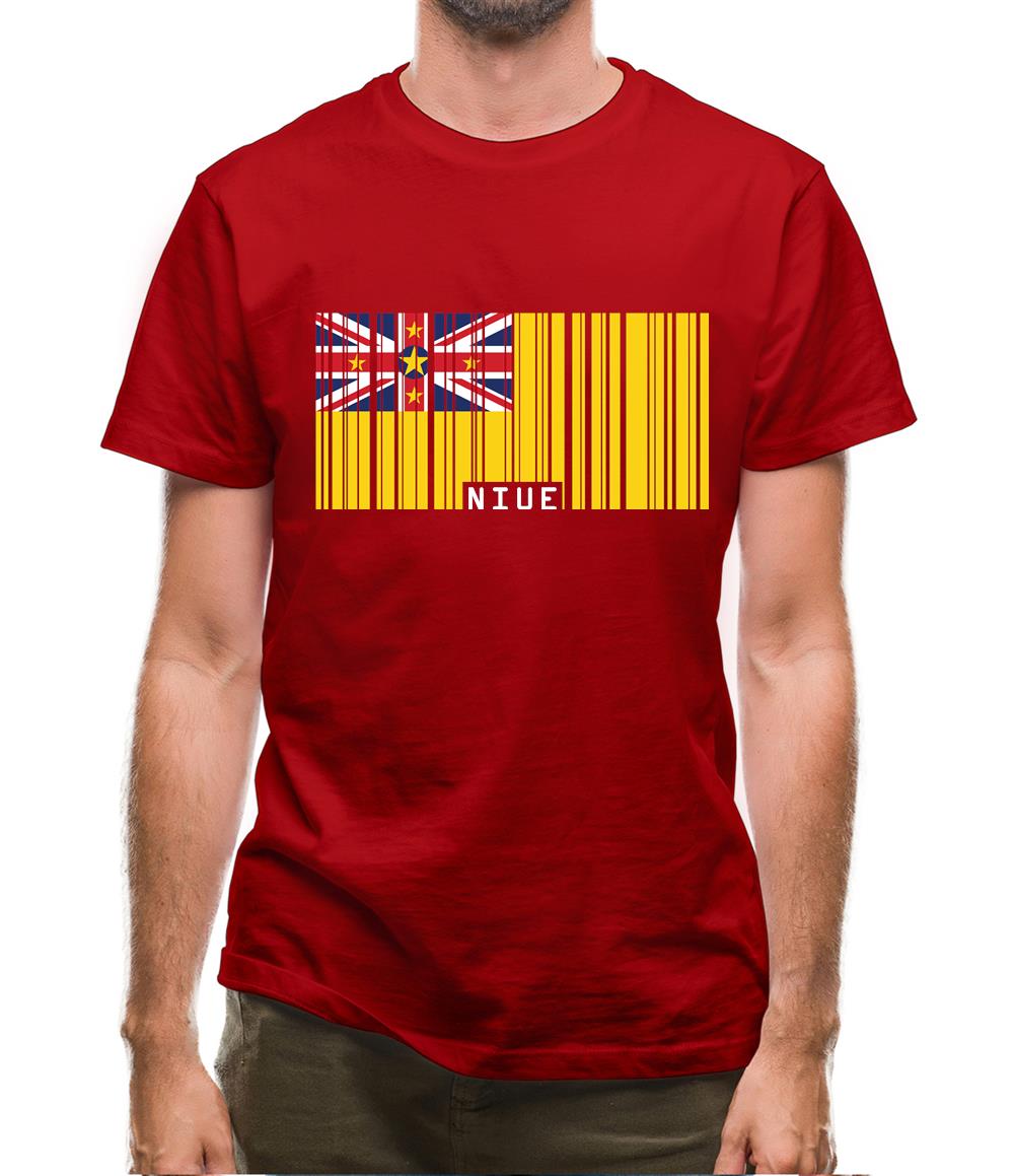 Niue Barcode Style Flag Mens T-Shirt