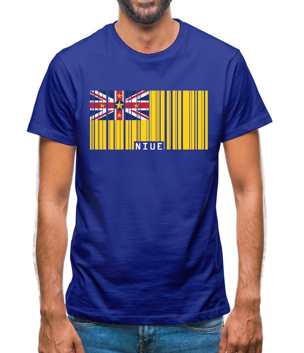 Niue Barcode Style Flag Mens T-Shirt