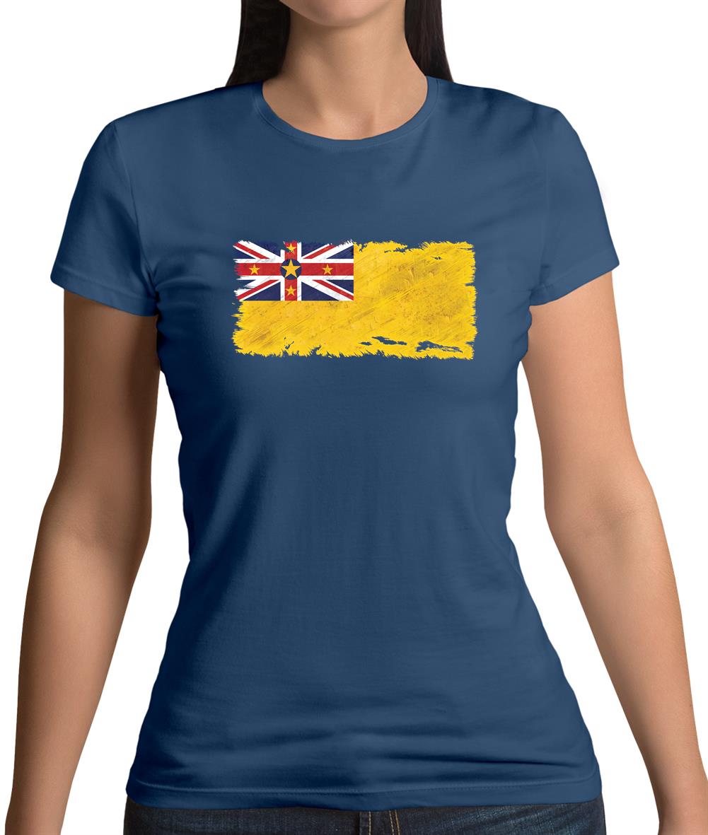 Niue Grunge Style Flag Womens T-Shirt