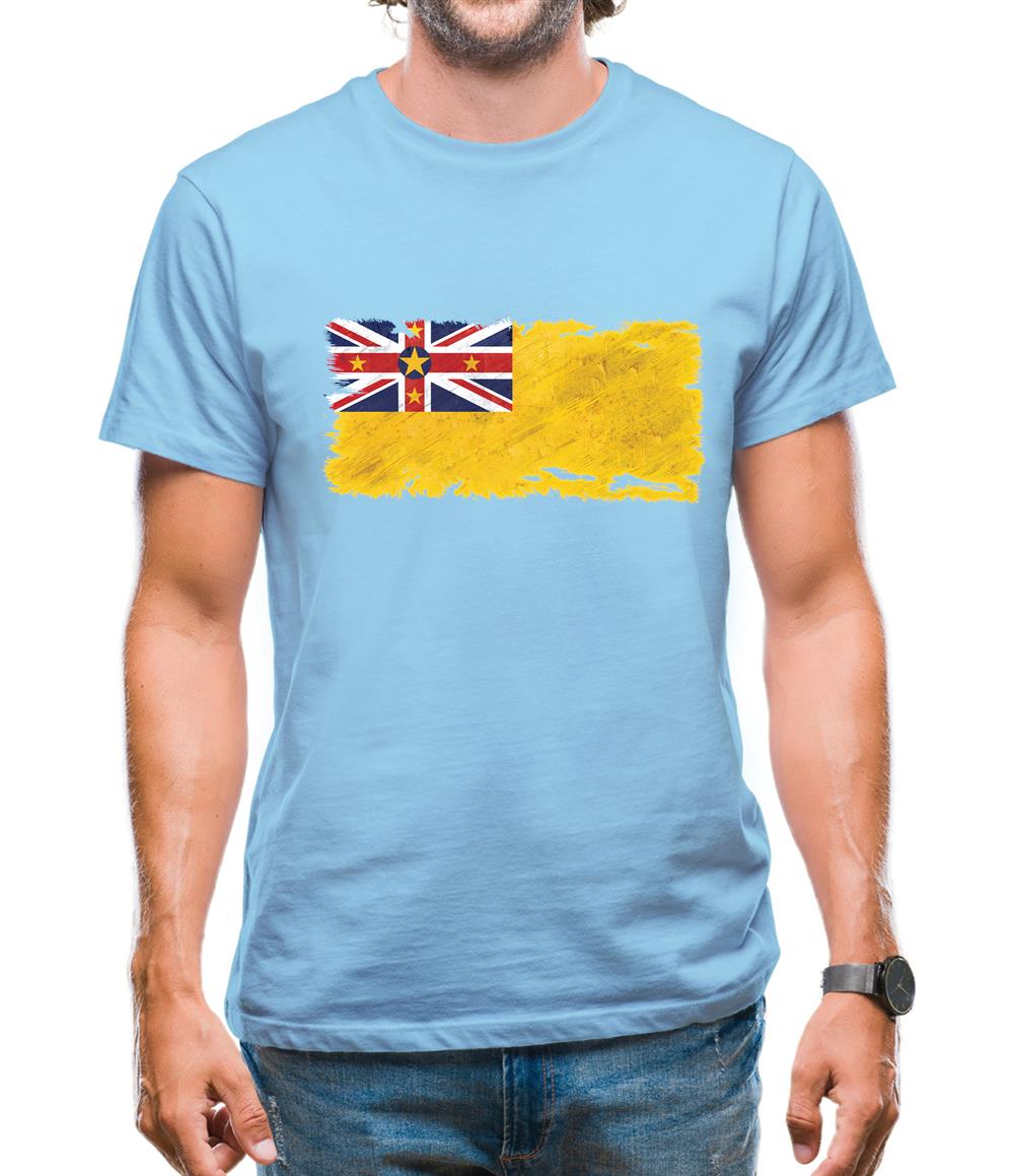 Niue Grunge Style Flag Mens T-Shirt