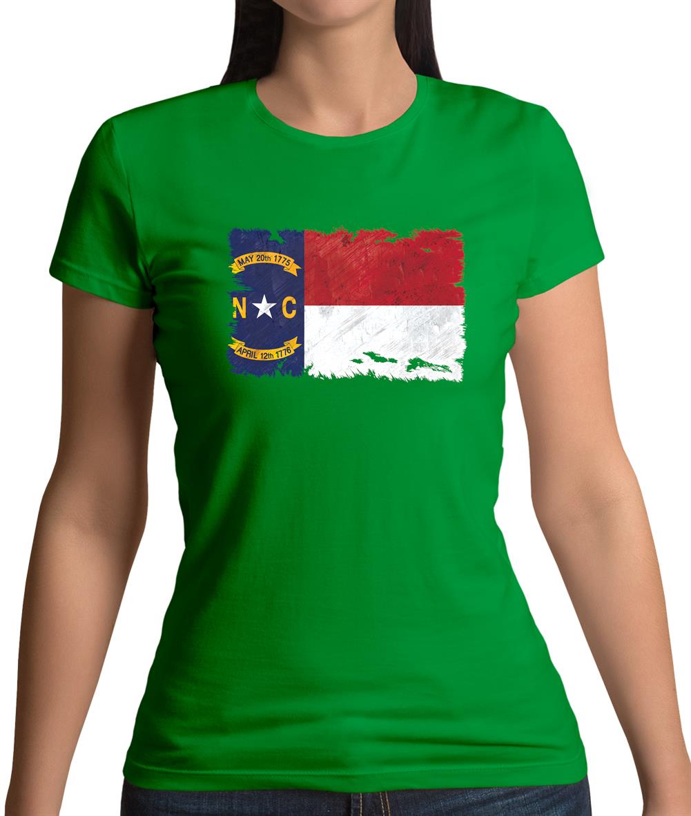 North Carolina Grunge Style Flag Womens T-Shirt
