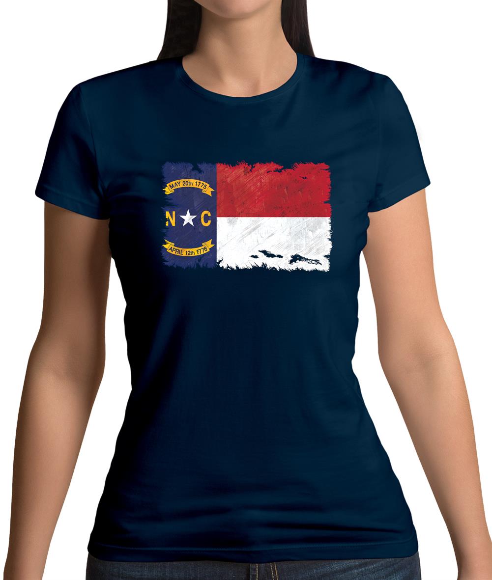 North Carolina Grunge Style Flag Womens T-Shirt