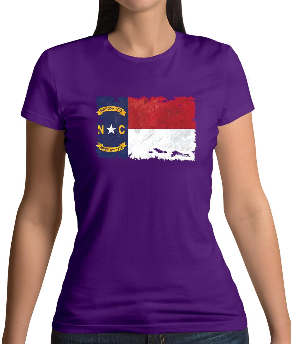 North Carolina Grunge Style Flag Womens T-Shirt