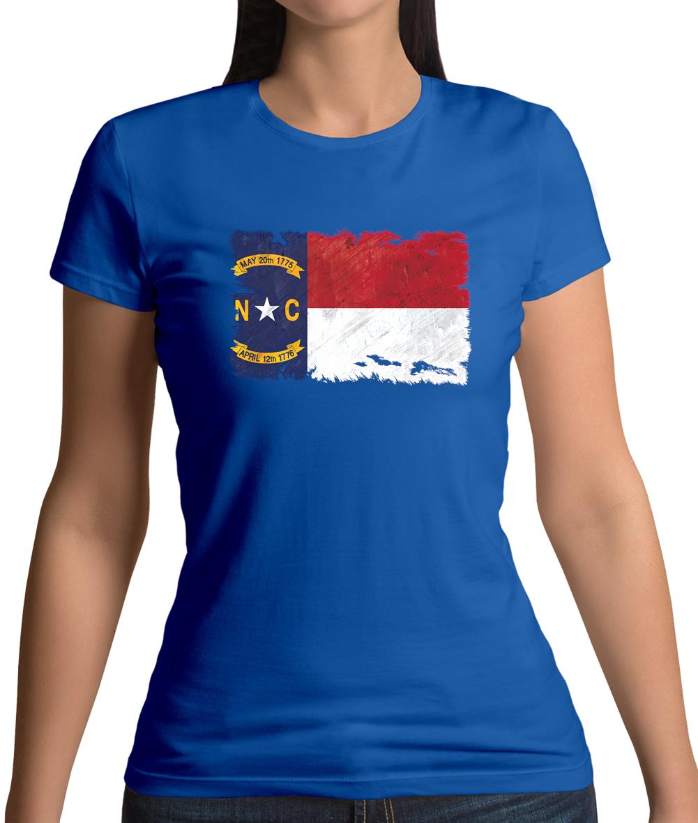 North Carolina Grunge Style Flag Womens T-Shirt