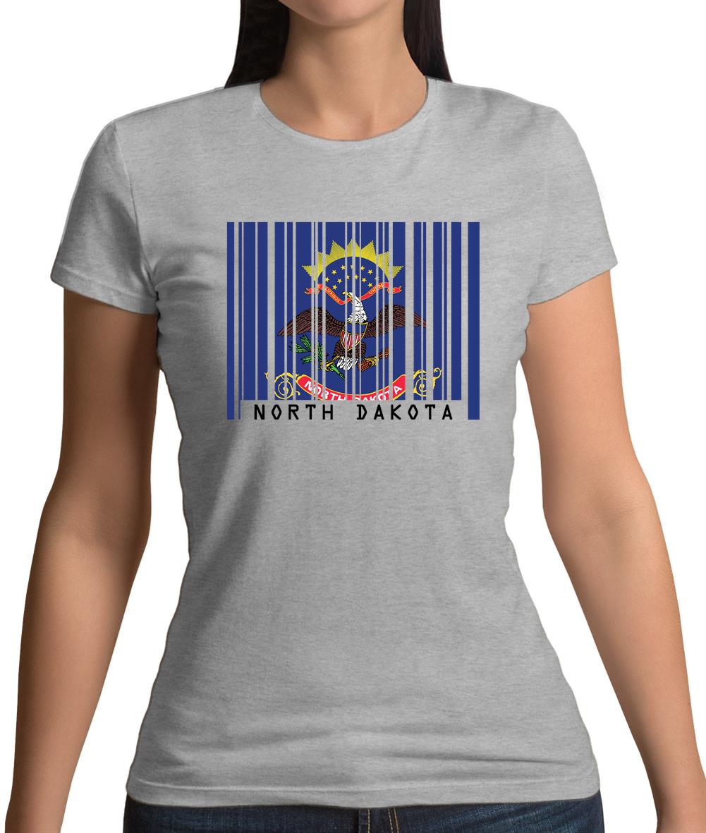 North Dakota  Barcode Style Flag Womens T-Shirt