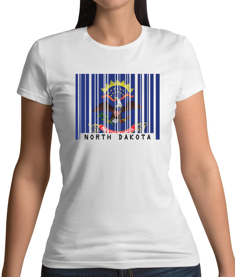 North Dakota  Barcode Style Flag Womens T-Shirt
