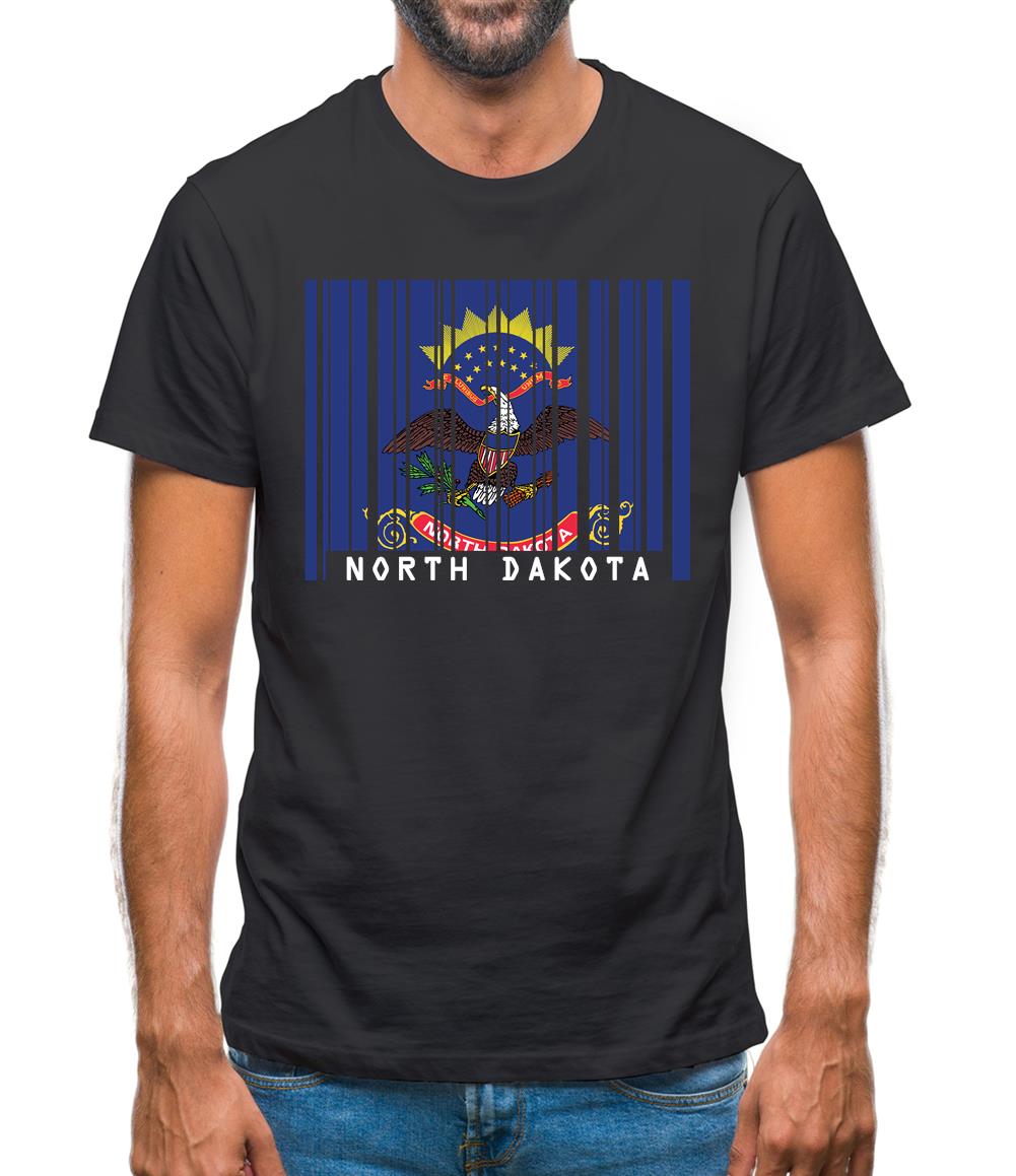 North Dakota  Barcode Style Flag Mens T-Shirt