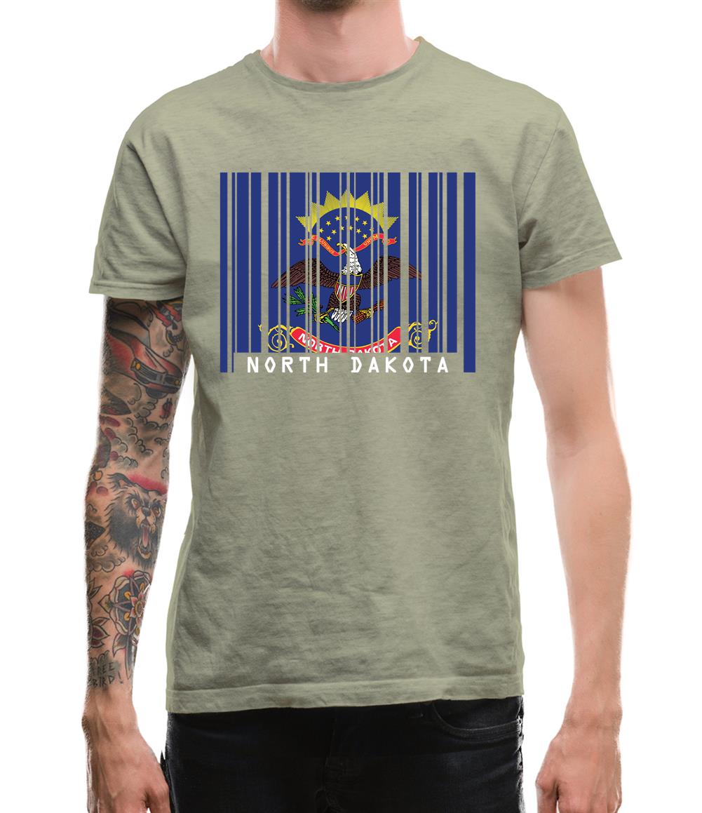 North Dakota  Barcode Style Flag Mens T-Shirt