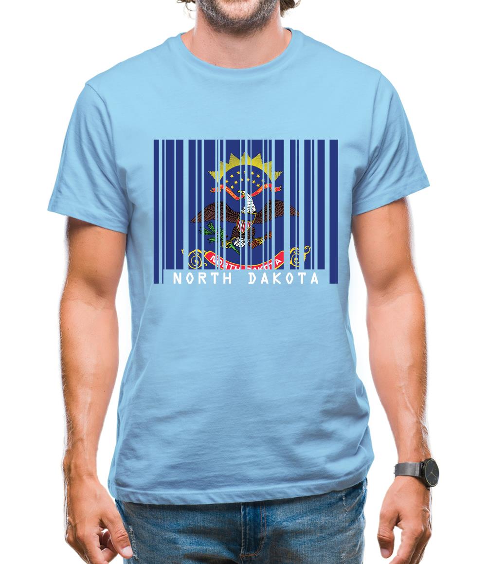 North Dakota  Barcode Style Flag Mens T-Shirt