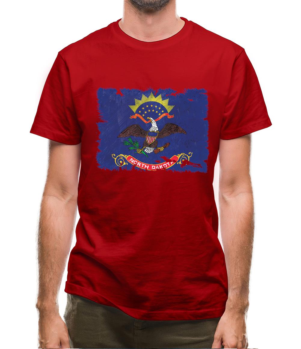 North Dakota Grunge Style Flag Mens T-Shirt