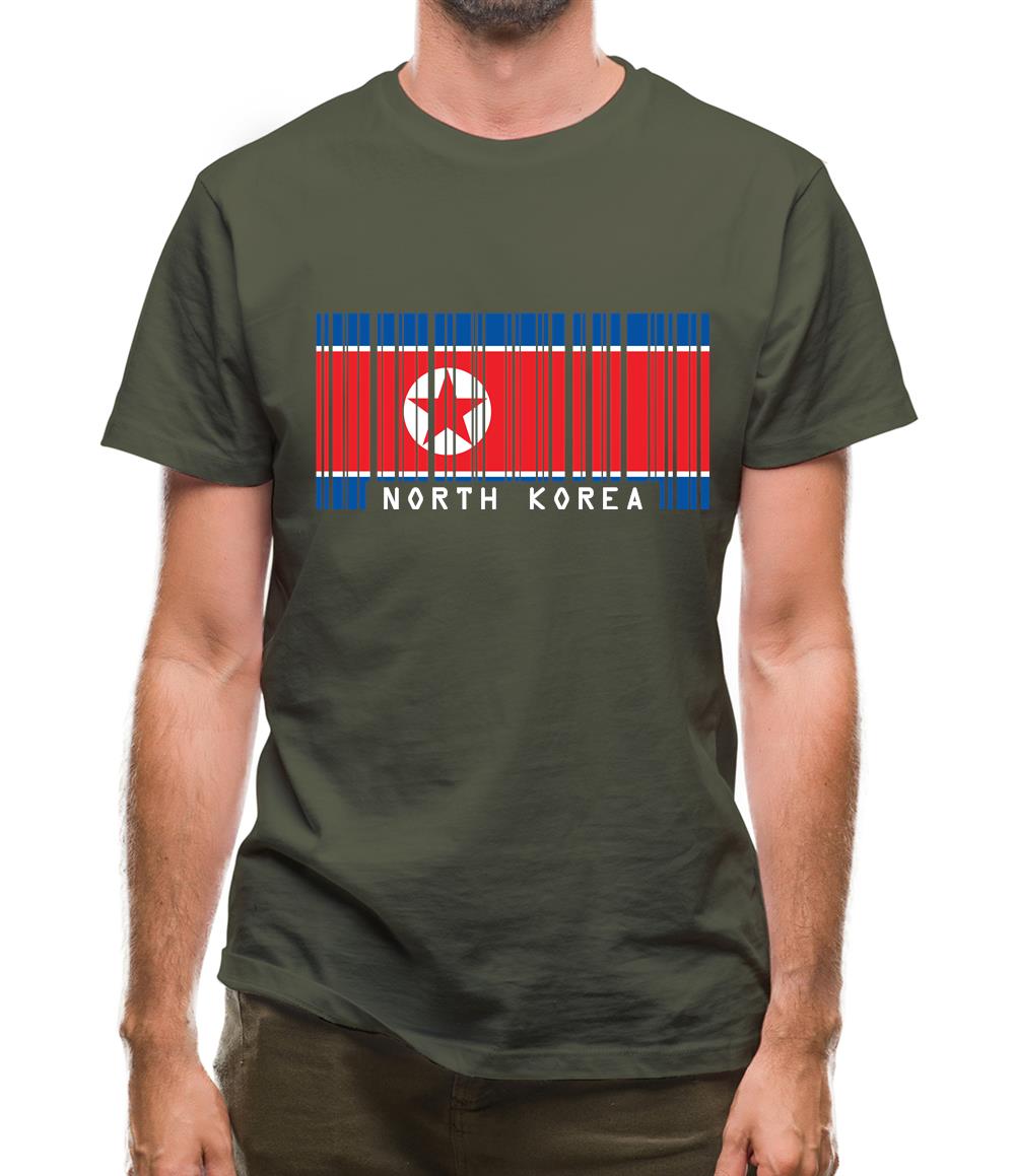 North Korea  Barcode Style Flag Mens T-Shirt
