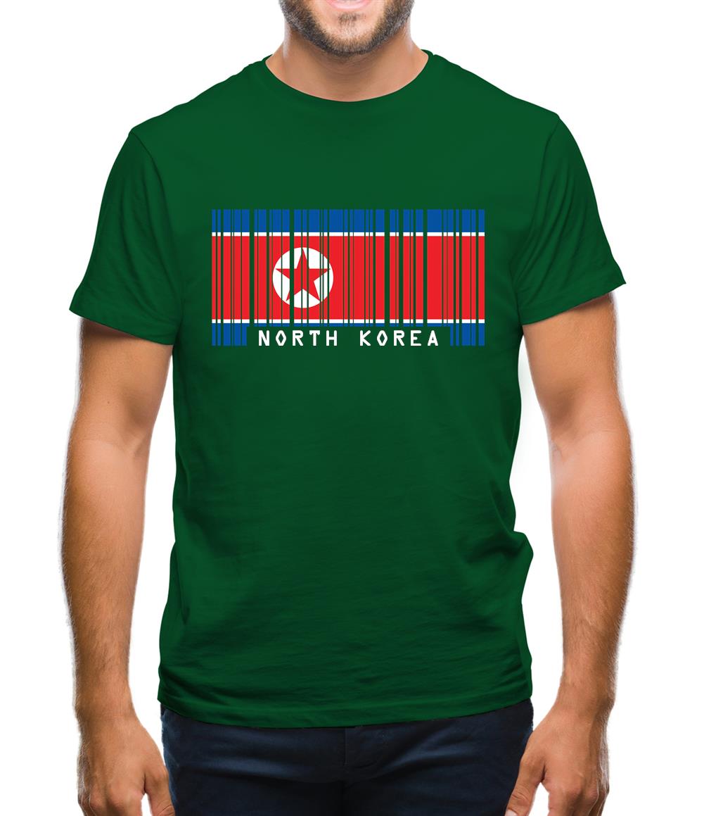 North Korea  Barcode Style Flag Mens T-Shirt