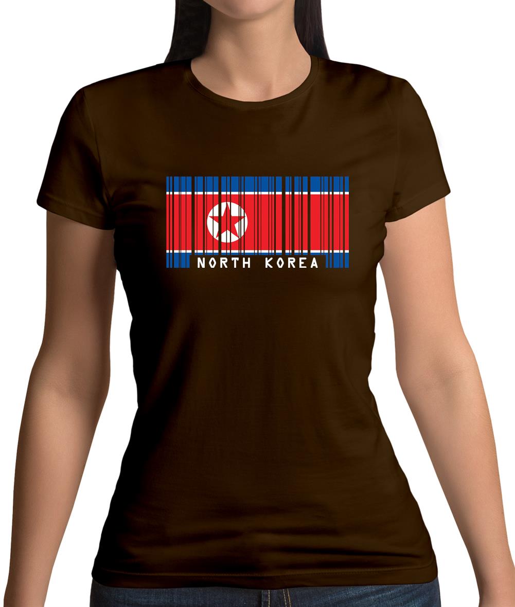 North Korea  Barcode Style Flag Womens T-Shirt