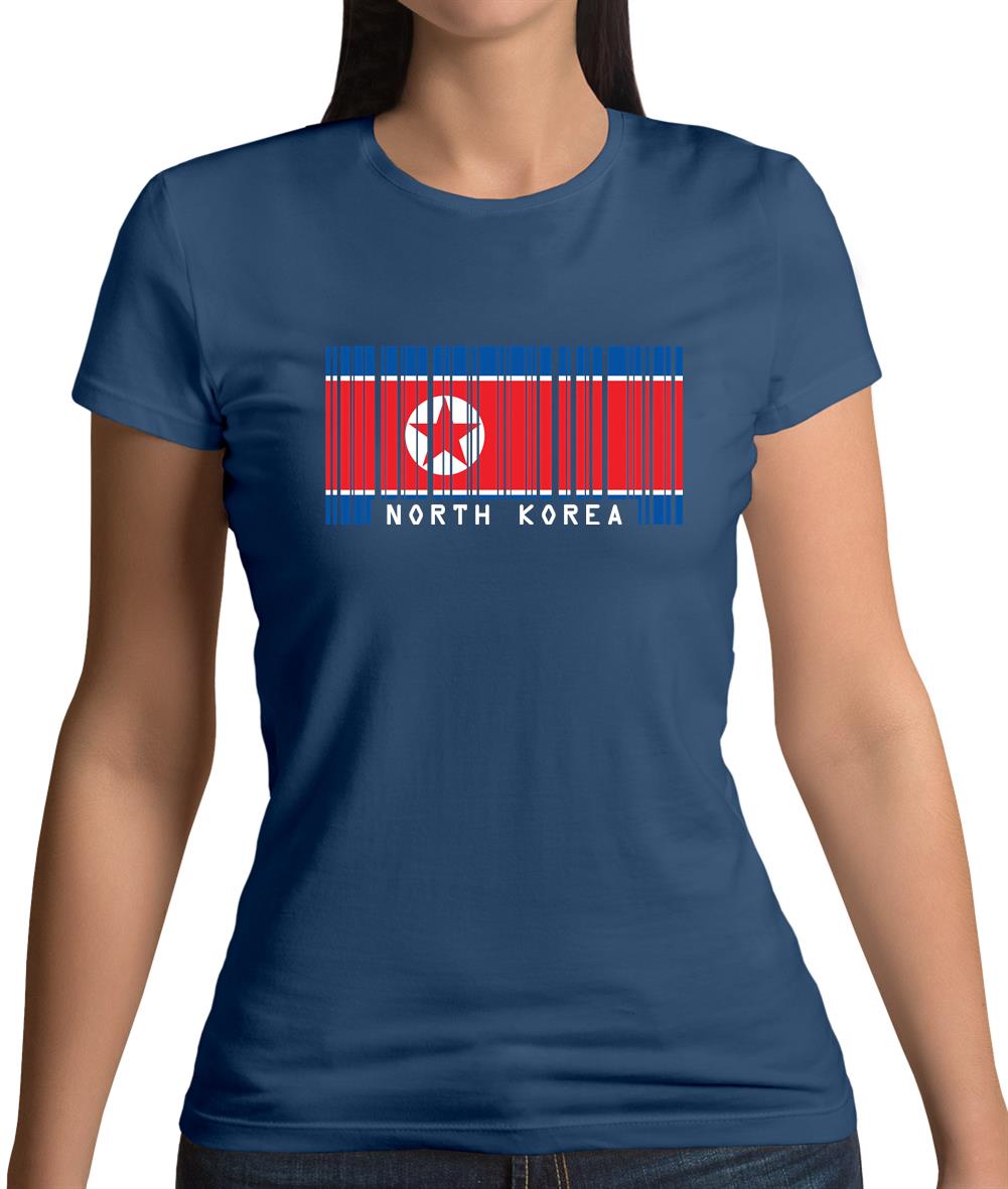 North Korea  Barcode Style Flag Womens T-Shirt